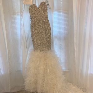 YSA Makino Mermaid Feathered Wedding Dress